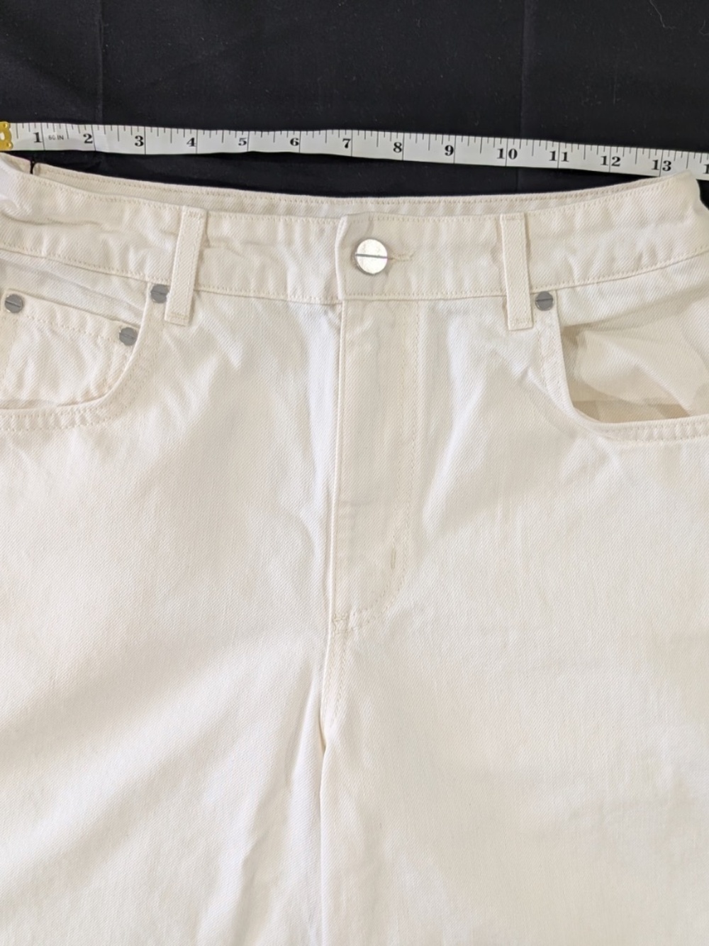 TWP Boxy Relaxed Denim Shorts White Size 24 Bermuda Straight Leg NWT $395 - Picture 9 of 14